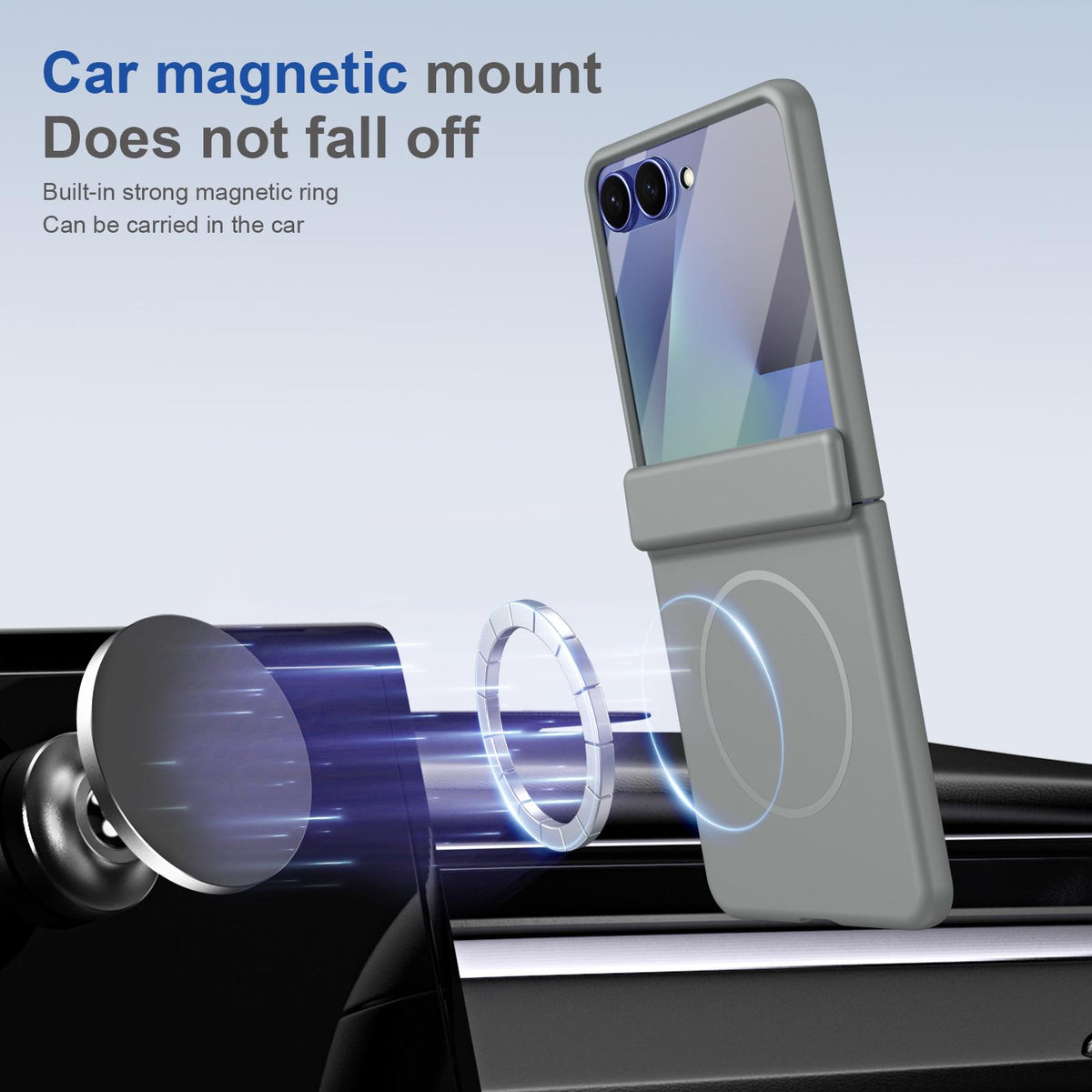 For Galaxy Z Flip8 5G Full Cover HD Integrated Magnetic Hinge Folding Phone Case - Grey - EDA010134103D
