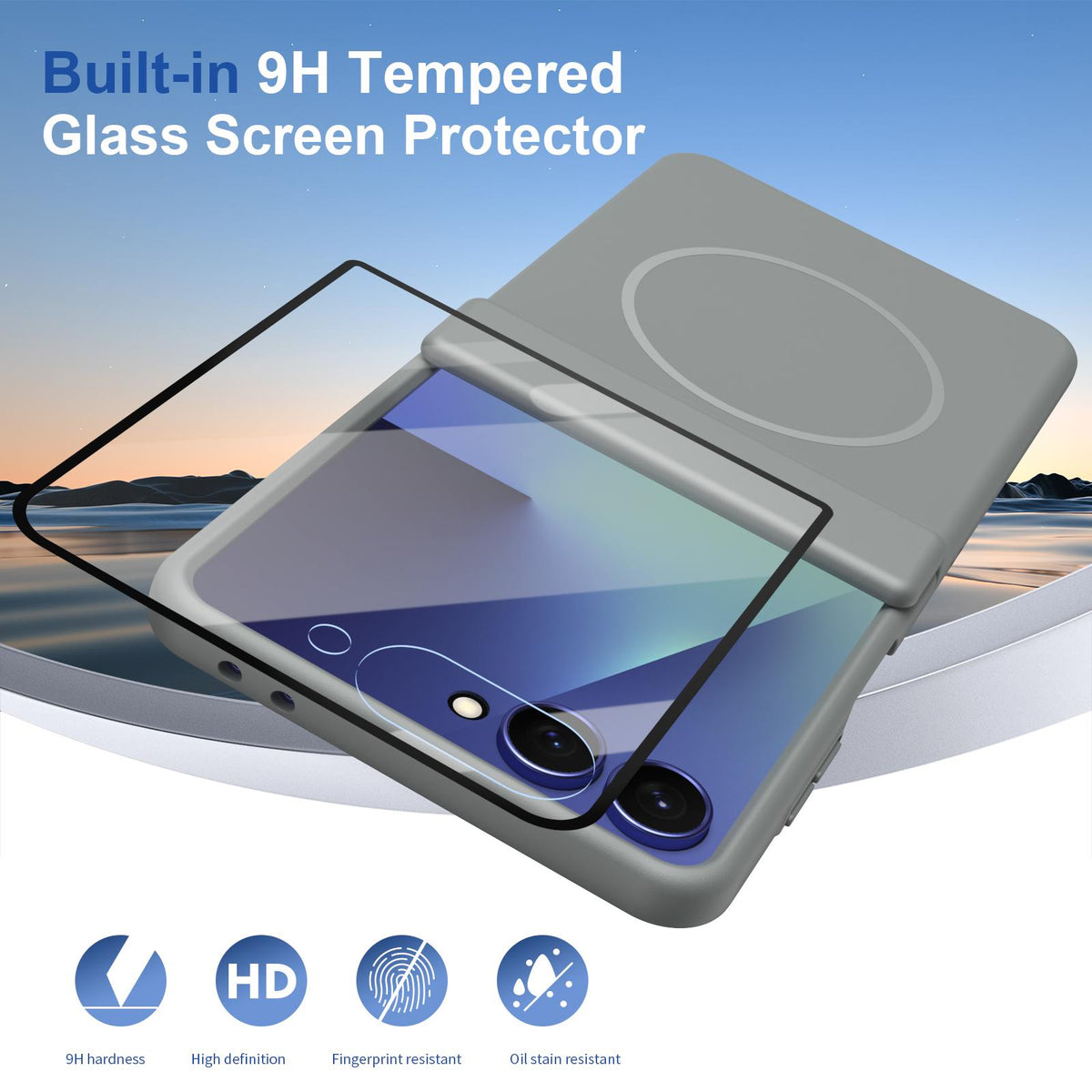 For Galaxy Z Flip8 5G Full Cover HD Integrated Magnetic Hinge Folding Phone Case - Grey - EDA010134103D