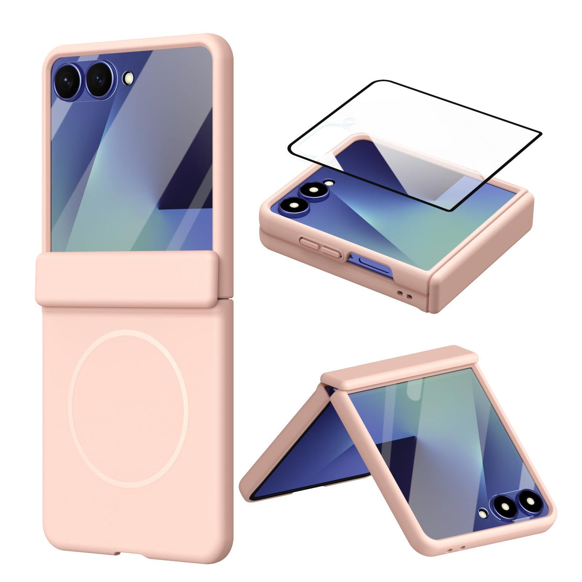 For Galaxy Z Flip8 5G Full Cover HD Integrated Magnetic Hinge Folding Phone Case - Pink - EDA010134103E