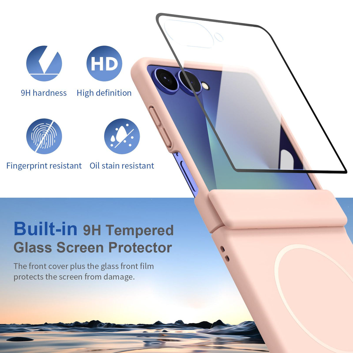 For Galaxy Z Flip8 5G Full Cover HD Integrated Magnetic Hinge Folding Phone Case - Pink - EDA010134103E
