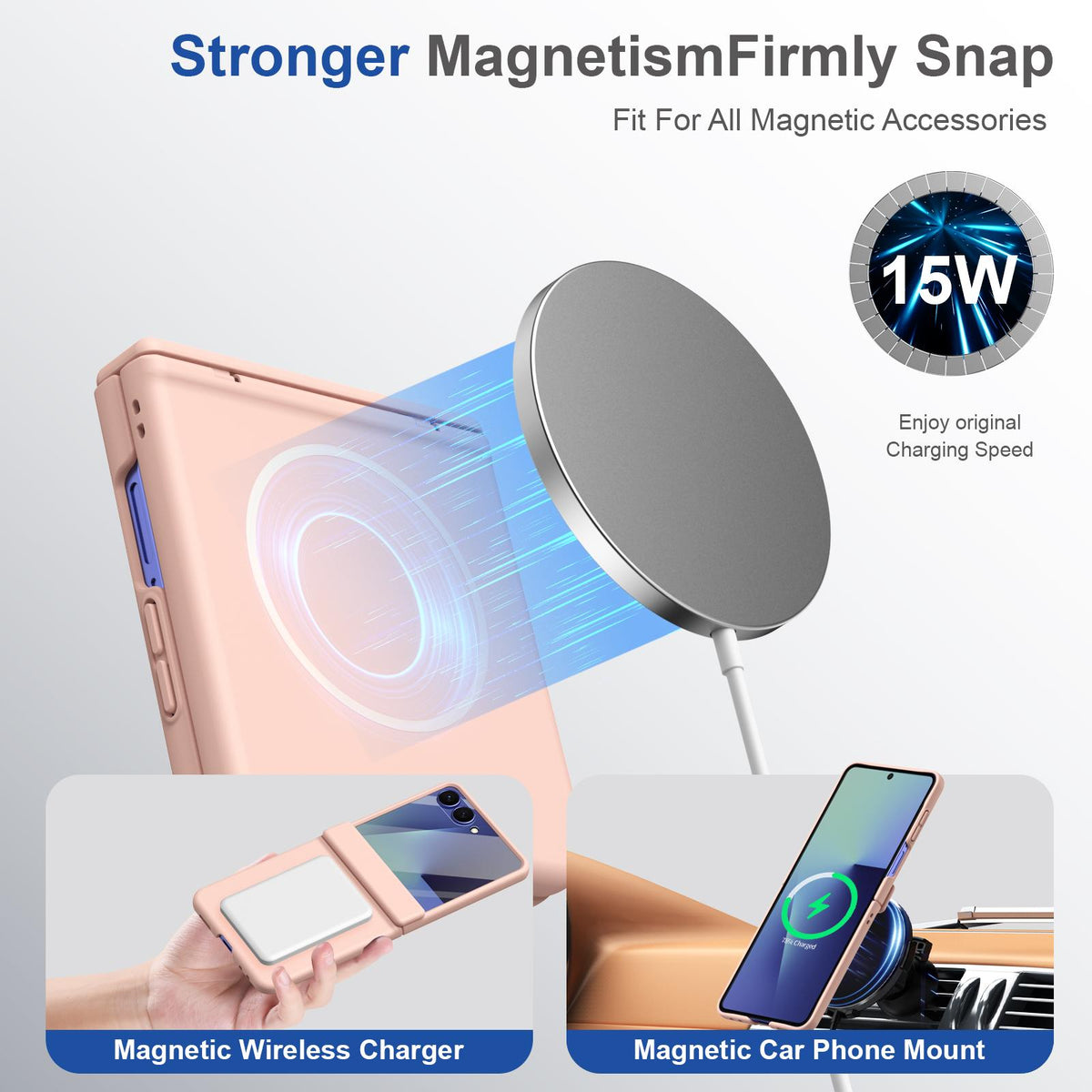 For Galaxy Z Flip8 5G Full Cover HD Integrated Magnetic Hinge Folding Phone Case - Pink - EDA010134103E