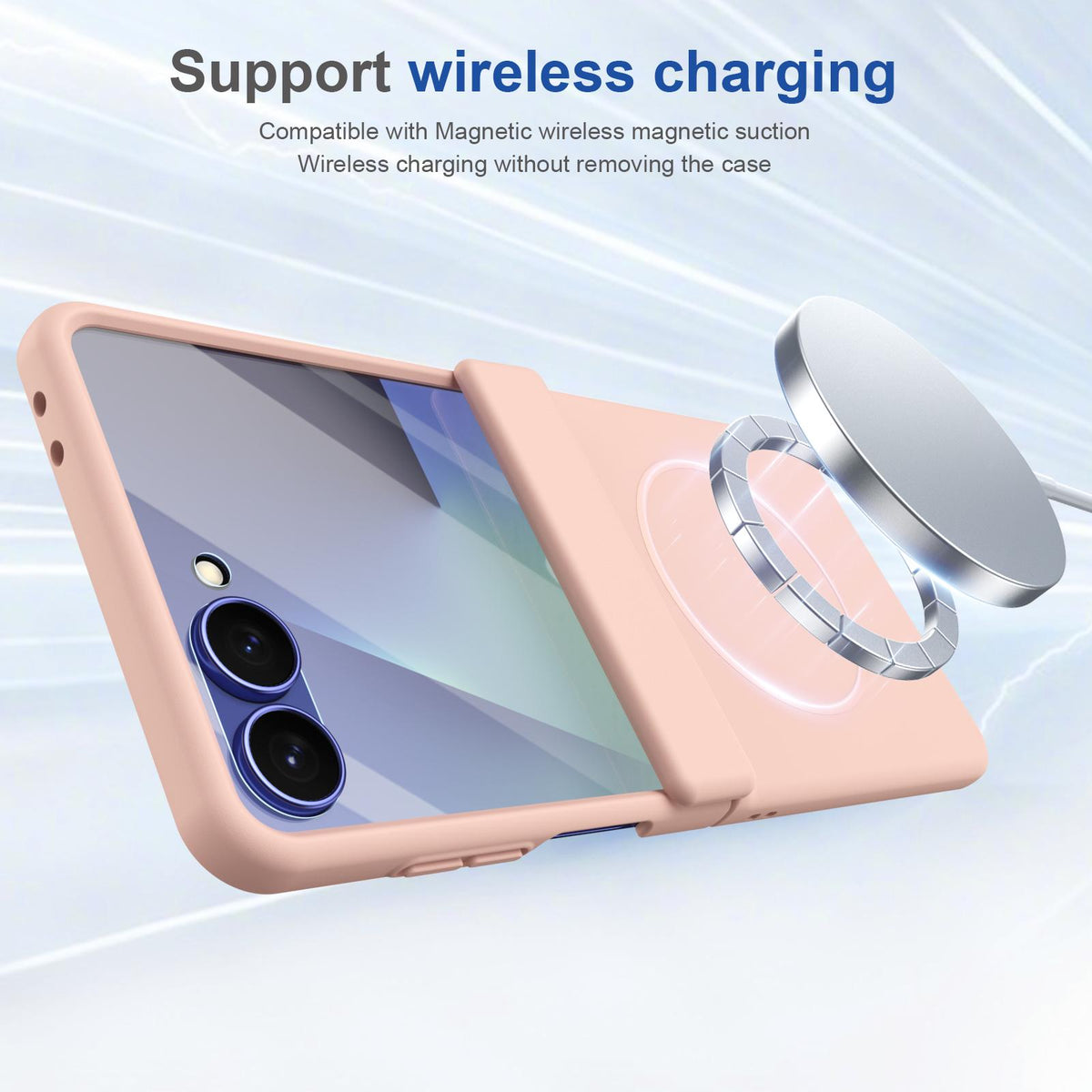 For Galaxy Z Flip8 5G Full Cover HD Integrated Magnetic Hinge Folding Phone Case - Pink - EDA010134103E