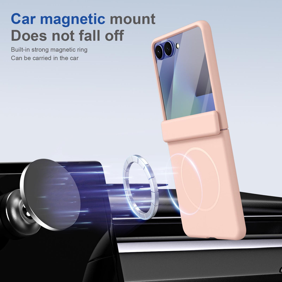 For Galaxy Z Flip8 5G Full Cover HD Integrated Magnetic Hinge Folding Phone Case - Pink - EDA010134103E