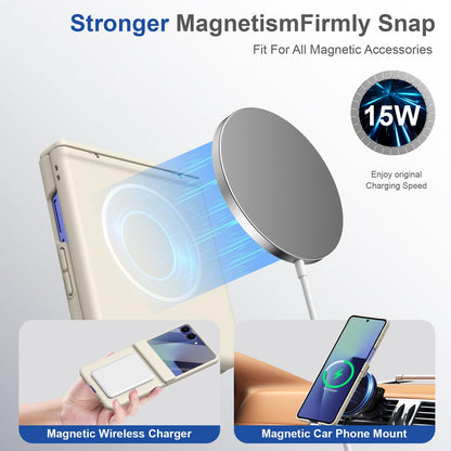 For Galaxy Z Flip8 5G Full Cover HD Integrated Magnetic Hinge Folding Phone Case - White - EDA010134103F