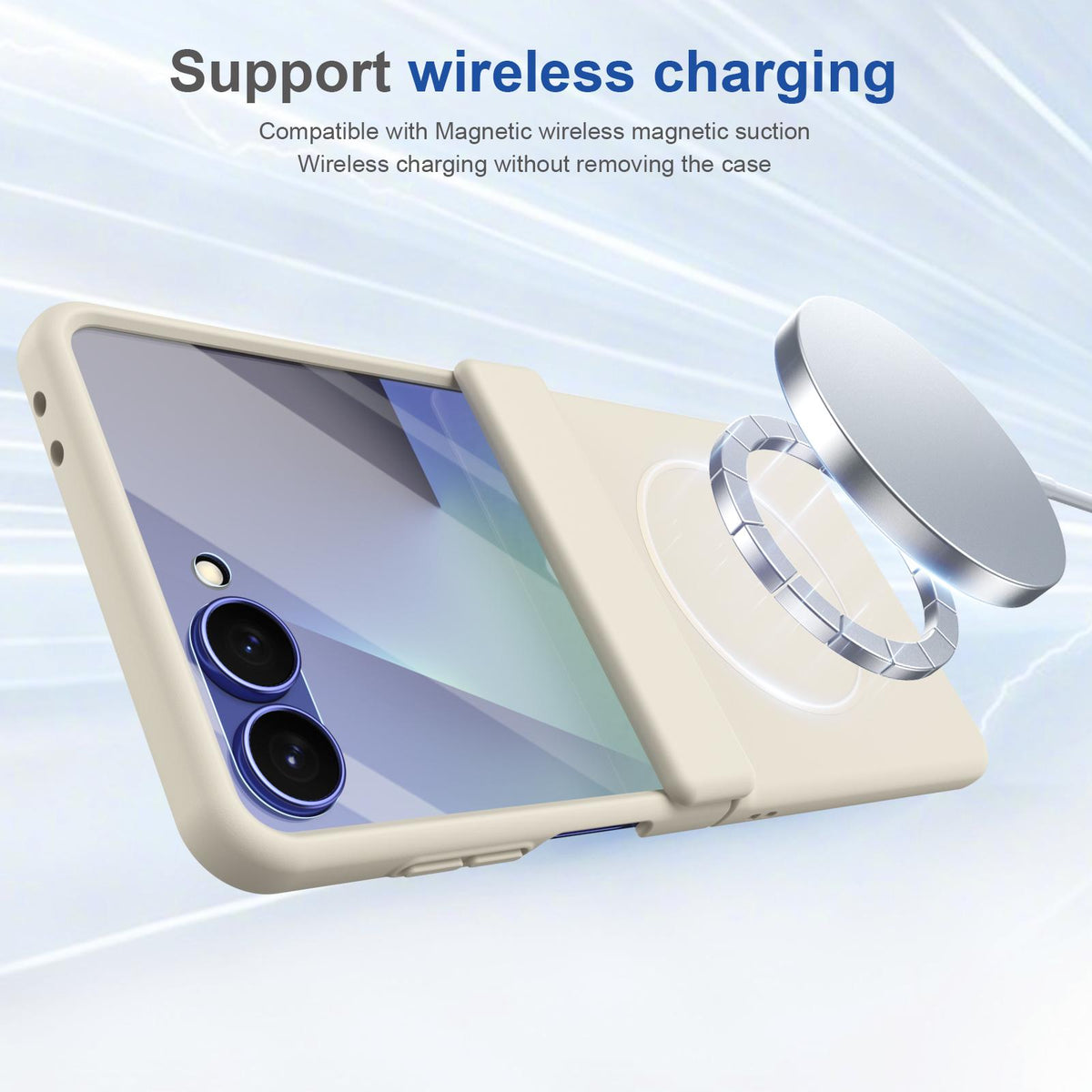 For Galaxy Z Flip8 5G Full Cover HD Integrated Magnetic Hinge Folding Phone Case - White - EDA010134103F