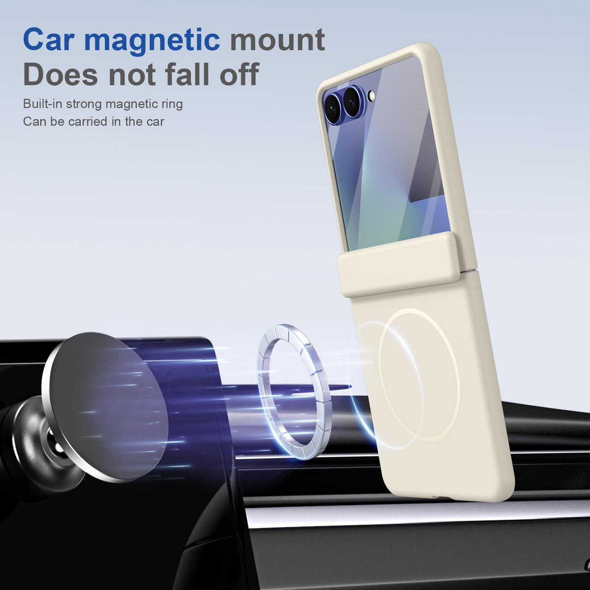 For Galaxy Z Flip8 5G Full Cover HD Integrated Magnetic Hinge Folding Phone Case - White - EDA010134103F
