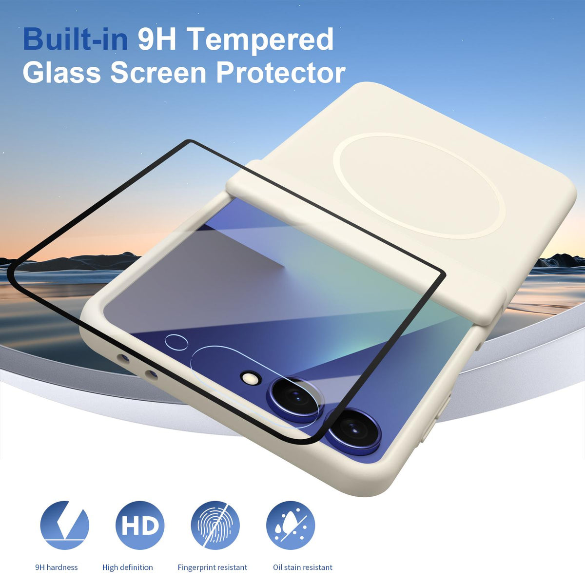 For Galaxy Z Flip8 5G Full Cover HD Integrated Magnetic Hinge Folding Phone Case - White - EDA010134103F