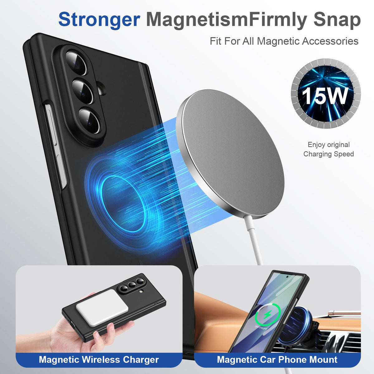 For Samsung Galaxy Z Fold7 5G Full Cover HD Integrated Magnetic Hinge Folding Phone Case - Black - EDA010134104A