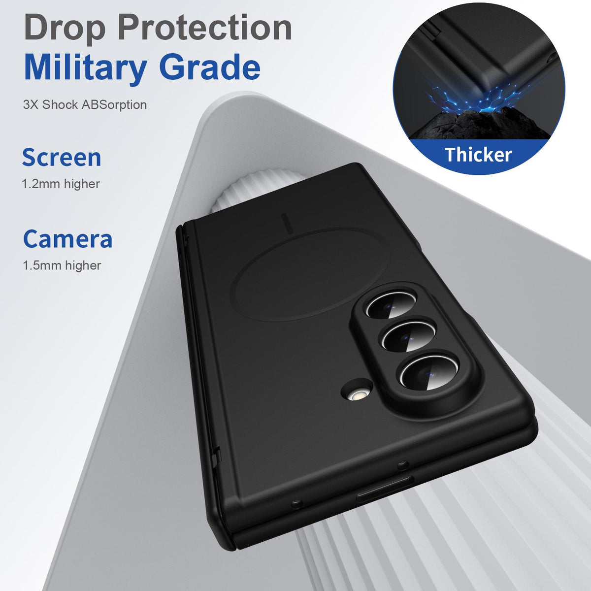 For Samsung Galaxy Z Fold7 5G Full Cover HD Integrated Magnetic Hinge Folding Phone Case - Black - EDA010134104A