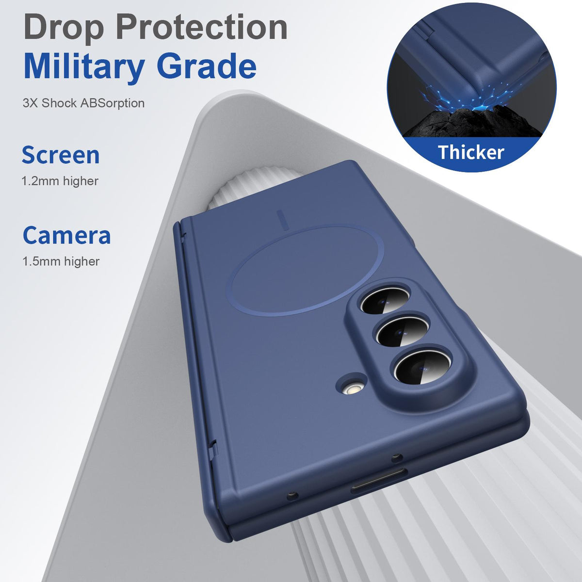 For Samsung Galaxy Z Fold7 5G Full Cover HD Integrated Magnetic Hinge Folding Phone Case - Blue - EDA010134104B