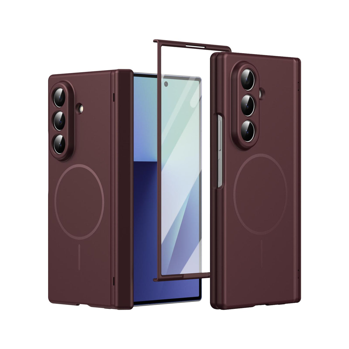 For Samsung Galaxy Z Fold7 5G Full Cover HD Integrated Magnetic Hinge Folding Phone Case - Burgundy - EDA010134104C