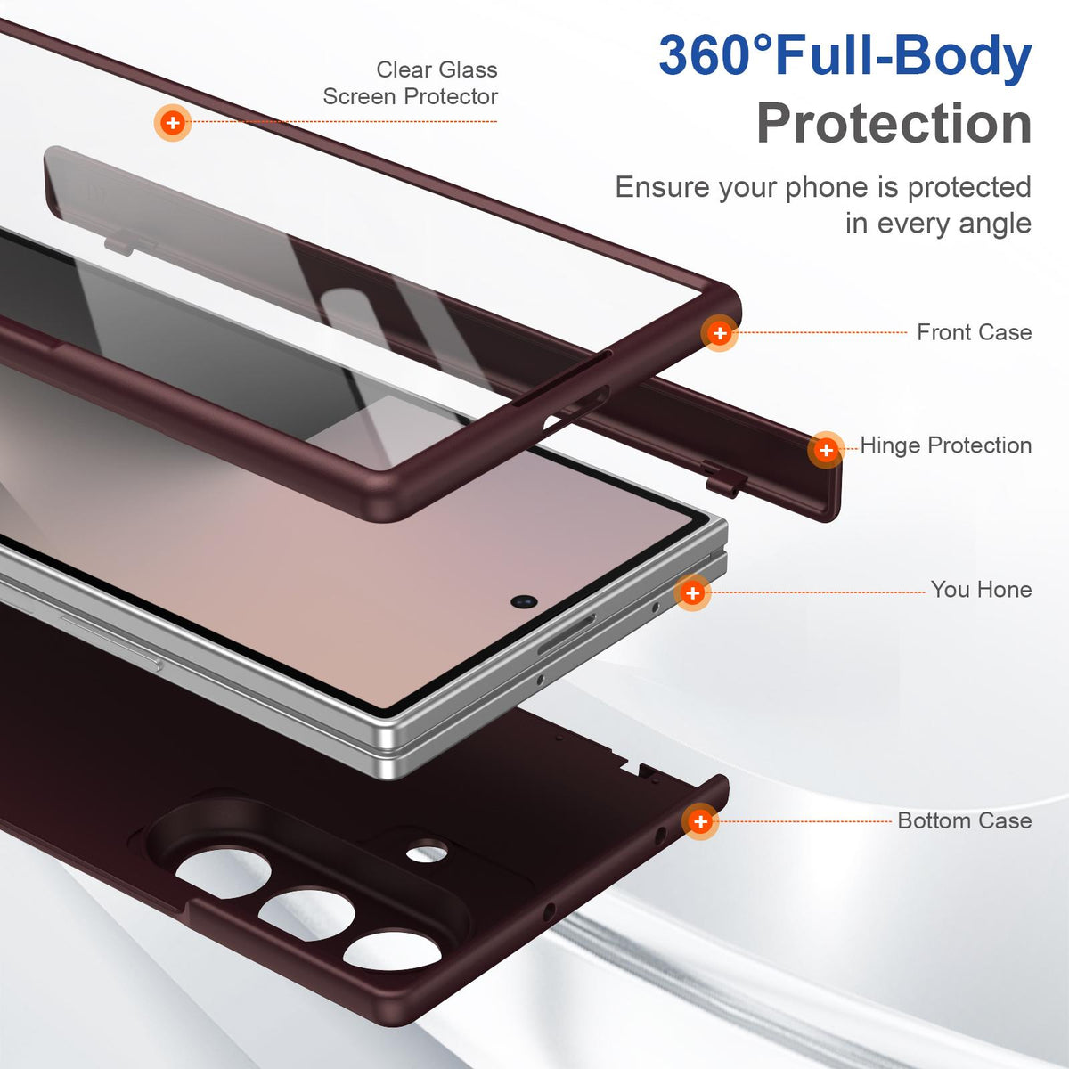 For Samsung Galaxy Z Fold7 5G Full Cover HD Integrated Magnetic Hinge Folding Phone Case - Burgundy - EDA010134104C