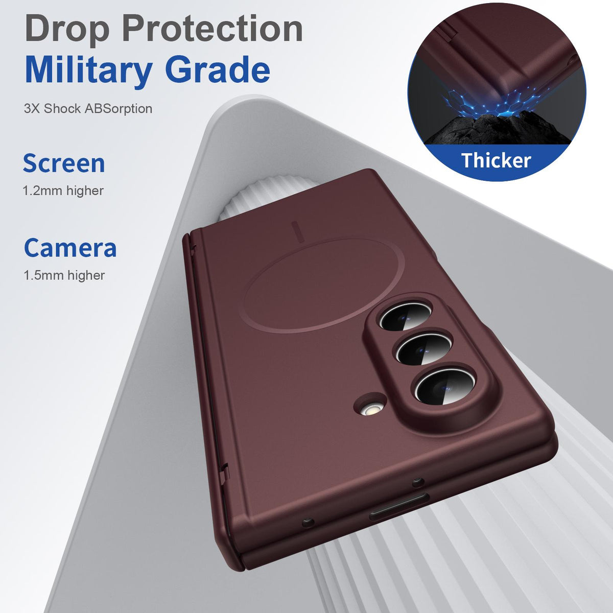 For Samsung Galaxy Z Fold7 5G Full Cover HD Integrated Magnetic Hinge Folding Phone Case - Burgundy - EDA010134104C