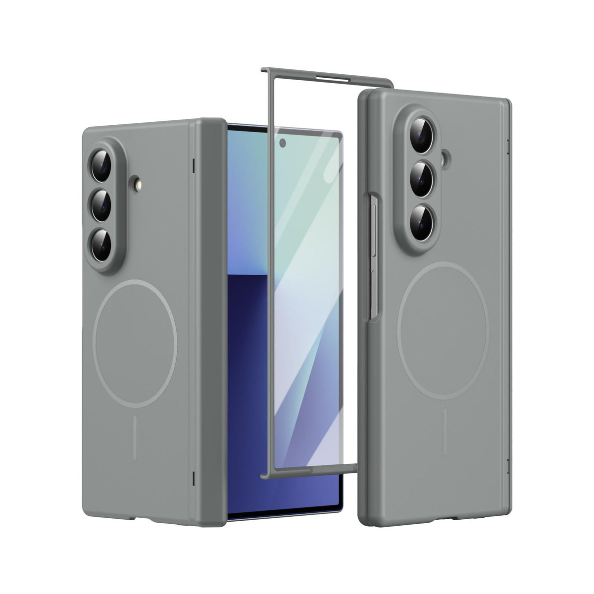 For Samsung Galaxy Z Fold7 5G Full Cover HD Integrated Magnetic Hinge Folding Phone Case - Grey - EDA010134104D