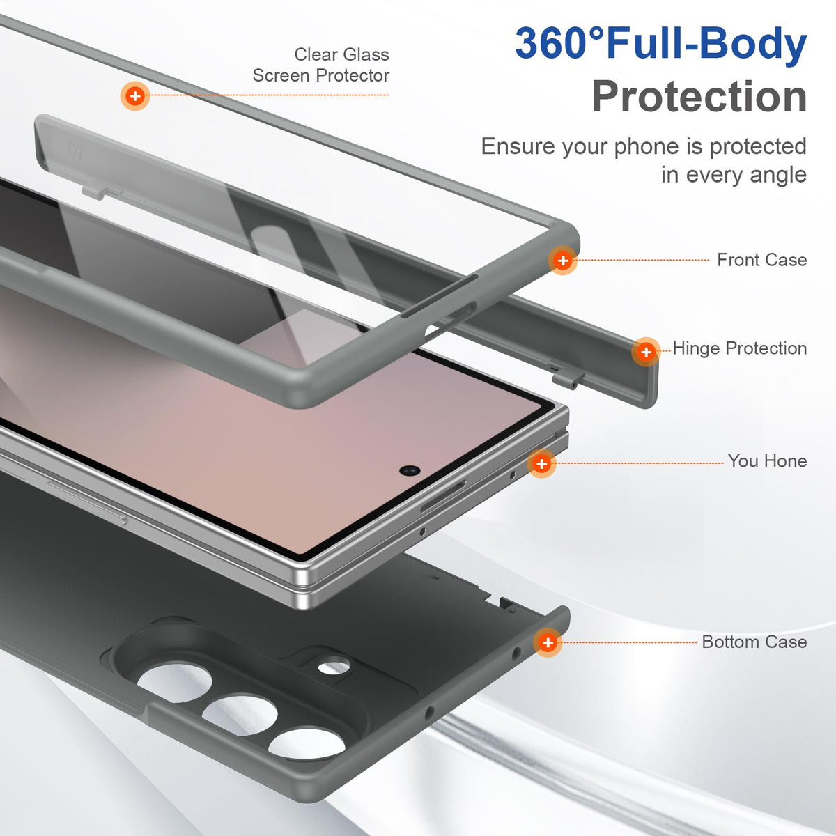 For Samsung Galaxy Z Fold7 5G Full Cover HD Integrated Magnetic Hinge Folding Phone Case - Grey - EDA010134104D