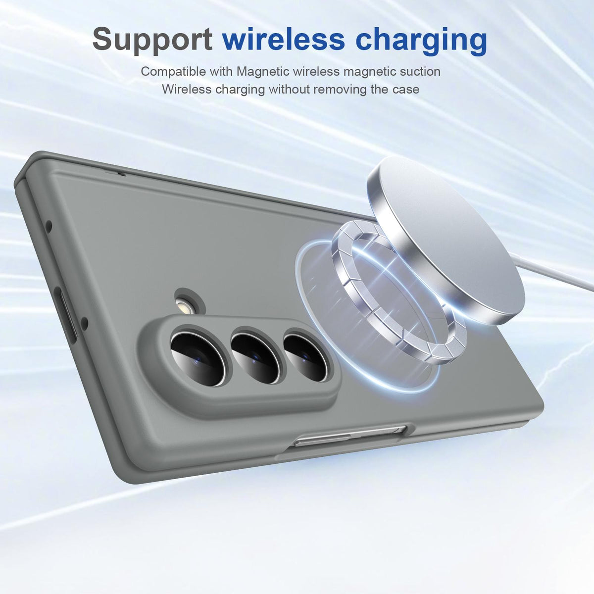 For Samsung Galaxy Z Fold7 5G Full Cover HD Integrated Magnetic Hinge Folding Phone Case - Grey - EDA010134104D
