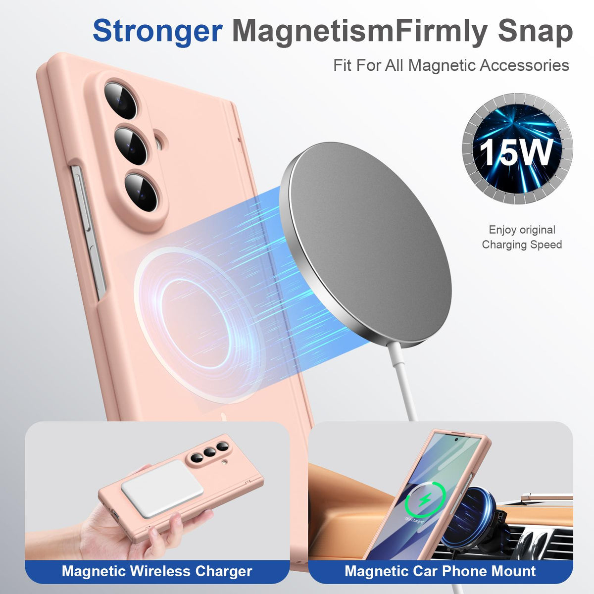 For Samsung Galaxy Z Fold7 5G Full Cover HD Integrated Magnetic Hinge Folding Phone Case - Pink - EDA010134104E