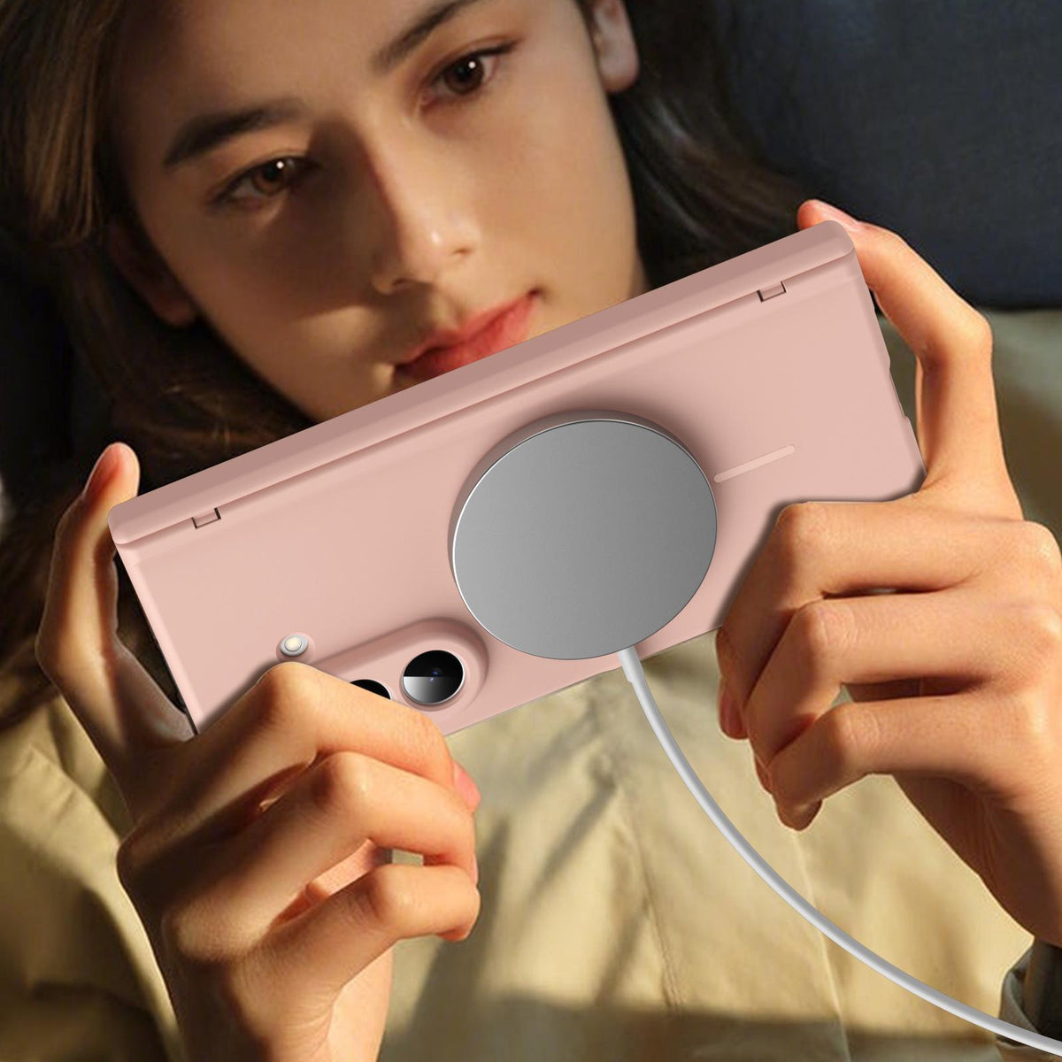 For Samsung Galaxy Z Fold7 5G Full Cover HD Integrated Magnetic Hinge Folding Phone Case - Pink - EDA010134104E