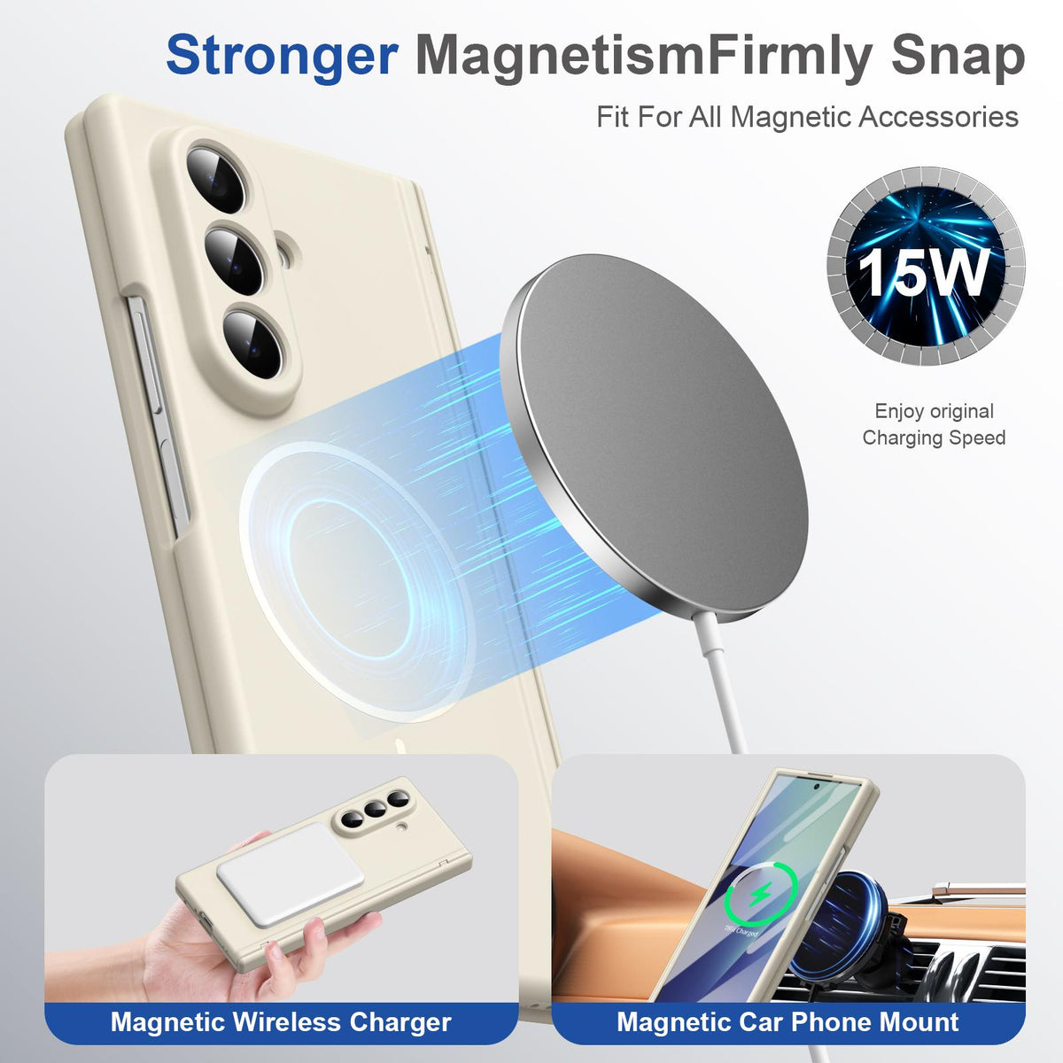 For Samsung Galaxy Z Fold7 5G Full Cover HD Integrated Magnetic Hinge Folding Phone Case - White - EDA010134104F