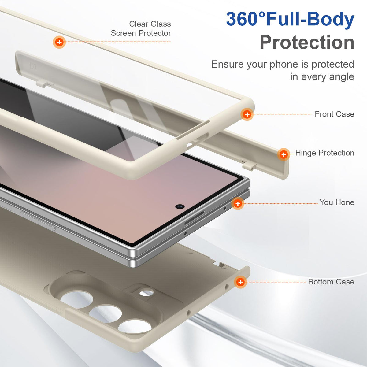 For Samsung Galaxy Z Fold7 5G Full Cover HD Integrated Magnetic Hinge Folding Phone Case - White - EDA010134104F