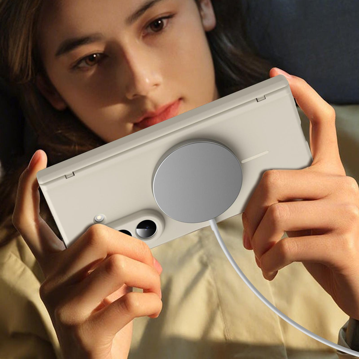 For Samsung Galaxy Z Fold7 5G Full Cover HD Integrated Magnetic Hinge Folding Phone Case - White - EDA010134104F
