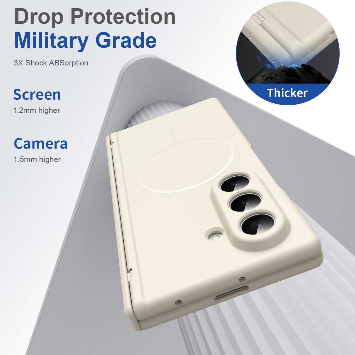 For Samsung Galaxy Z Fold7 5G Full Cover HD Integrated Magnetic Hinge Folding Phone Case - White - EDA010134104F