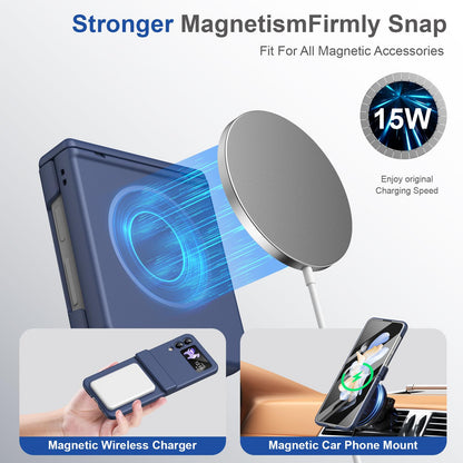 For Galaxy Z Flip4 Full Cover HD Integrated Magnetic Hinge Folding Phone Case - Blue - EDA010134111B