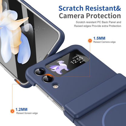 For Galaxy Z Flip4 Full Cover HD Integrated Magnetic Hinge Folding Phone Case - Blue - EDA010134111B