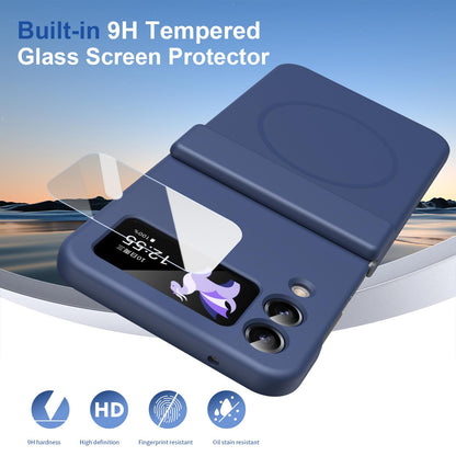 For Galaxy Z Flip4 Full Cover HD Integrated Magnetic Hinge Folding Phone Case - Blue - EDA010134111B