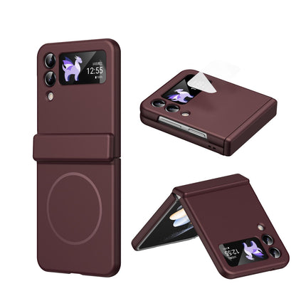 For Galaxy Z Flip4 Full Cover HD Integrated Magnetic Hinge Folding Phone Case - Burgundy - EDA010134111C