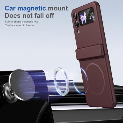 For Galaxy Z Flip4 Full Cover HD Integrated Magnetic Hinge Folding Phone Case - Burgundy - EDA010134111C