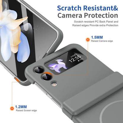 For Galaxy Z Flip4 Full Cover HD Integrated Magnetic Hinge Folding Phone Case - Grey - EDA010134111D