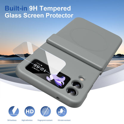 For Galaxy Z Flip4 Full Cover HD Integrated Magnetic Hinge Folding Phone Case - Grey - EDA010134111D