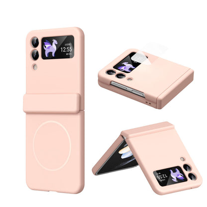 For Galaxy Z Flip4 Full Cover HD Integrated Magnetic Hinge Folding Phone Case - Pink - EDA010134111E