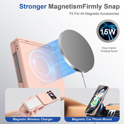 For Galaxy Z Flip4 Full Cover HD Integrated Magnetic Hinge Folding Phone Case - Pink - EDA010134111E