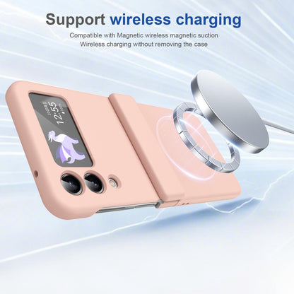 For Galaxy Z Flip4 Full Cover HD Integrated Magnetic Hinge Folding Phone Case - Pink - EDA010134111E