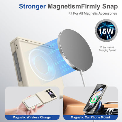 For Galaxy Z Flip4 Full Cover HD Integrated Magnetic Hinge Folding Phone Case - White - EDA010134111F