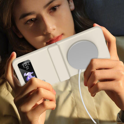 For Galaxy Z Flip4 Full Cover HD Integrated Magnetic Hinge Folding Phone Case - White - EDA010134111F