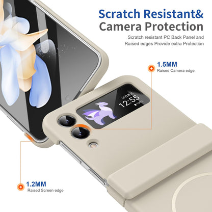 For Galaxy Z Flip4 Full Cover HD Integrated Magnetic Hinge Folding Phone Case - White - EDA010134111F