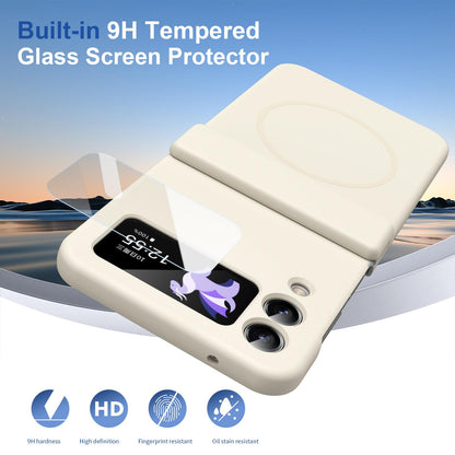 For Galaxy Z Flip4 Full Cover HD Integrated Magnetic Hinge Folding Phone Case - White - EDA010134111F