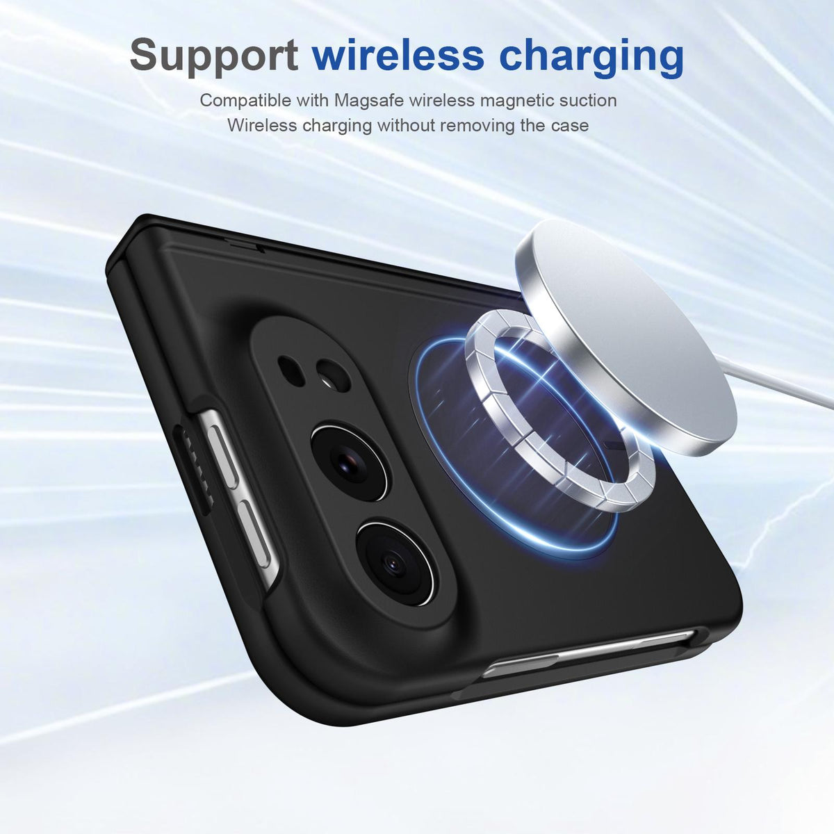 For iPhone Duo Full Cover HD Integrated Magnetic Hinge Folding Phone Case - Black - EDA010134501A
