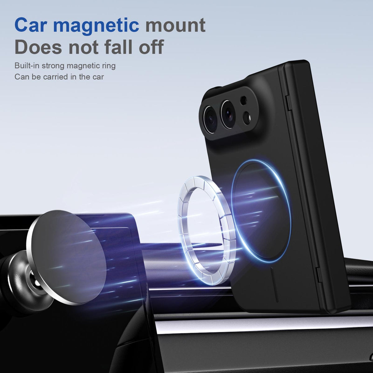 For iPhone Duo Full Cover HD Integrated Magnetic Hinge Folding Phone Case - Black - EDA010134501A