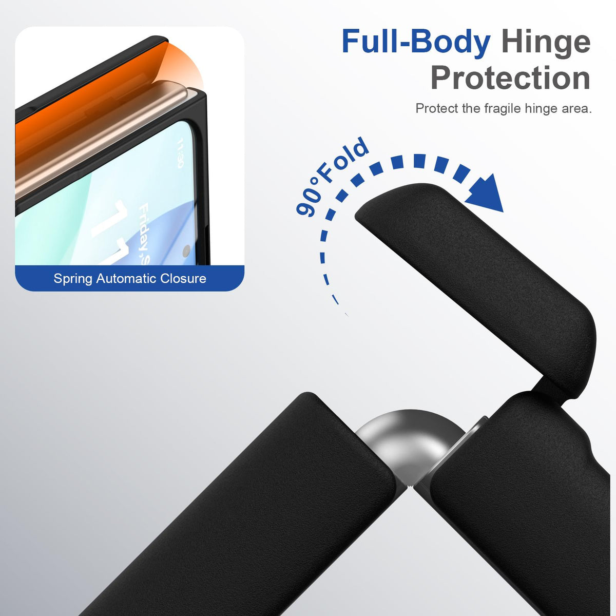 For iPhone Duo Full Cover HD Integrated Magnetic Hinge Folding Phone Case - Black - EDA010134501A