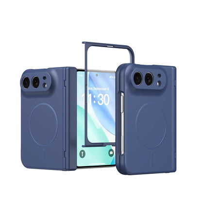 For iPhone Duo Full Cover HD Integrated Magnetic Hinge Folding Phone Case - Blue - EDA010134501B