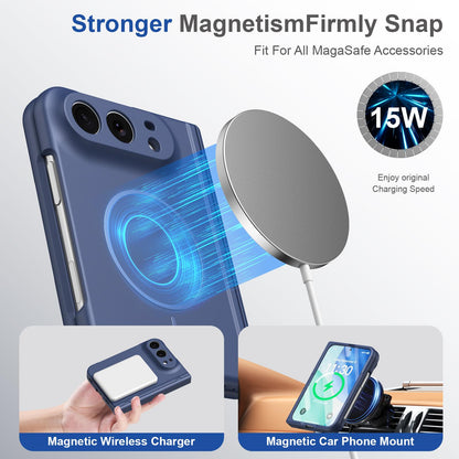 For iPhone Duo Full Cover HD Integrated Magnetic Hinge Folding Phone Case - Blue - EDA010134501B