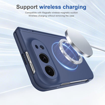 For iPhone Duo Full Cover HD Integrated Magnetic Hinge Folding Phone Case - Blue - EDA010134501B