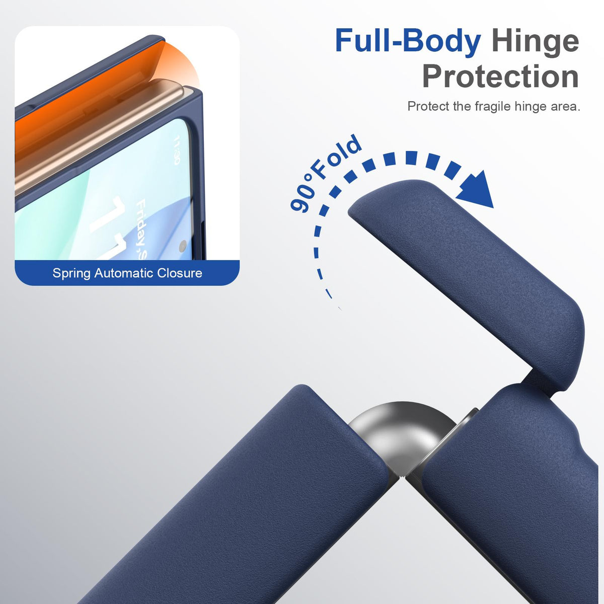 For iPhone Duo Full Cover HD Integrated Magnetic Hinge Folding Phone Case - Blue - EDA010134501B