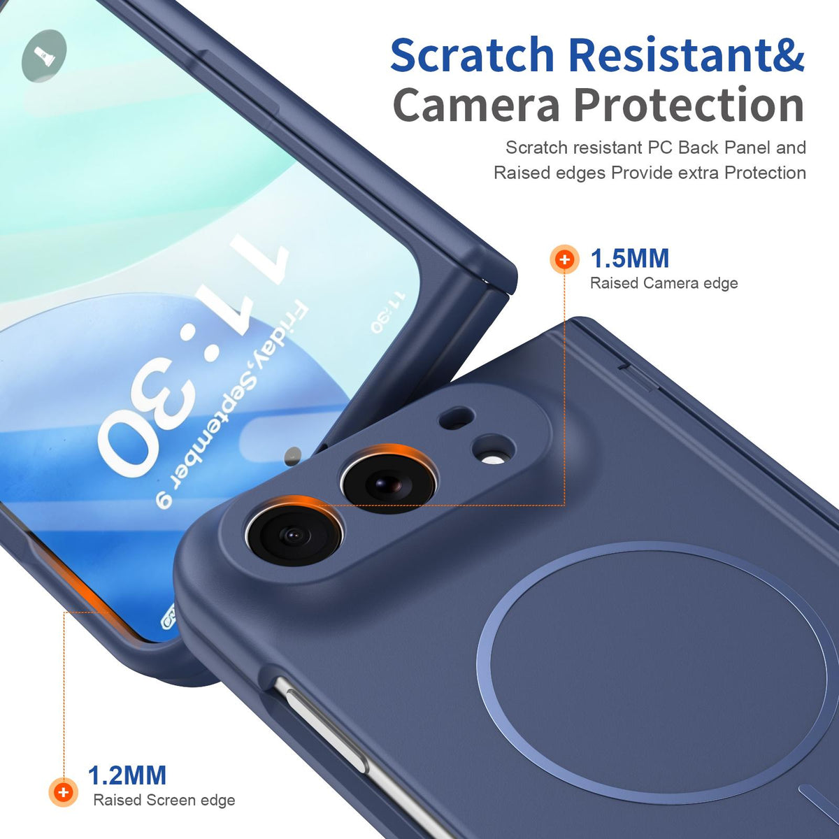 For iPhone Duo Full Cover HD Integrated Magnetic Hinge Folding Phone Case - Blue - EDA010134501B