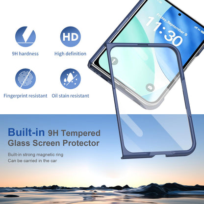 For iPhone Duo Full Cover HD Integrated Magnetic Hinge Folding Phone Case - Blue - EDA010134501B