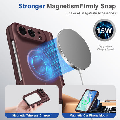 For iPhone Duo Full Cover HD Integrated Magnetic Hinge Folding Phone Case - Burgundy - EDA010134501C